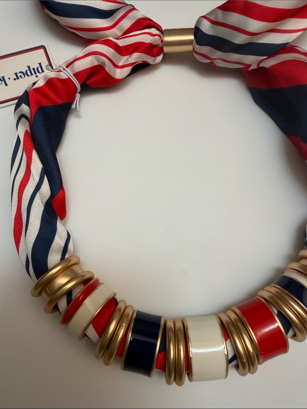❤️💙  Piper K red white blue Patriotic Americana adjustable scarf necklace July 4 - Picture 2 of 4